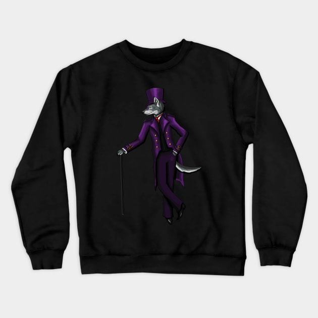 Wolf in top hat Crewneck Sweatshirt by HelenaCooper